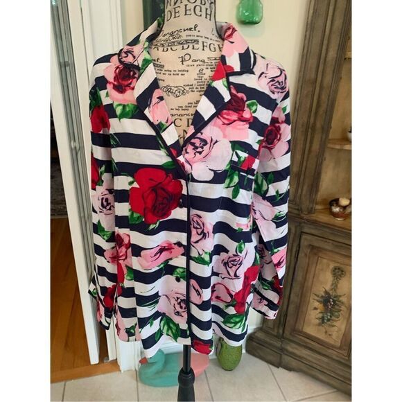 Kate Spade Floral Striped PJ Top - Picture 9 of 9